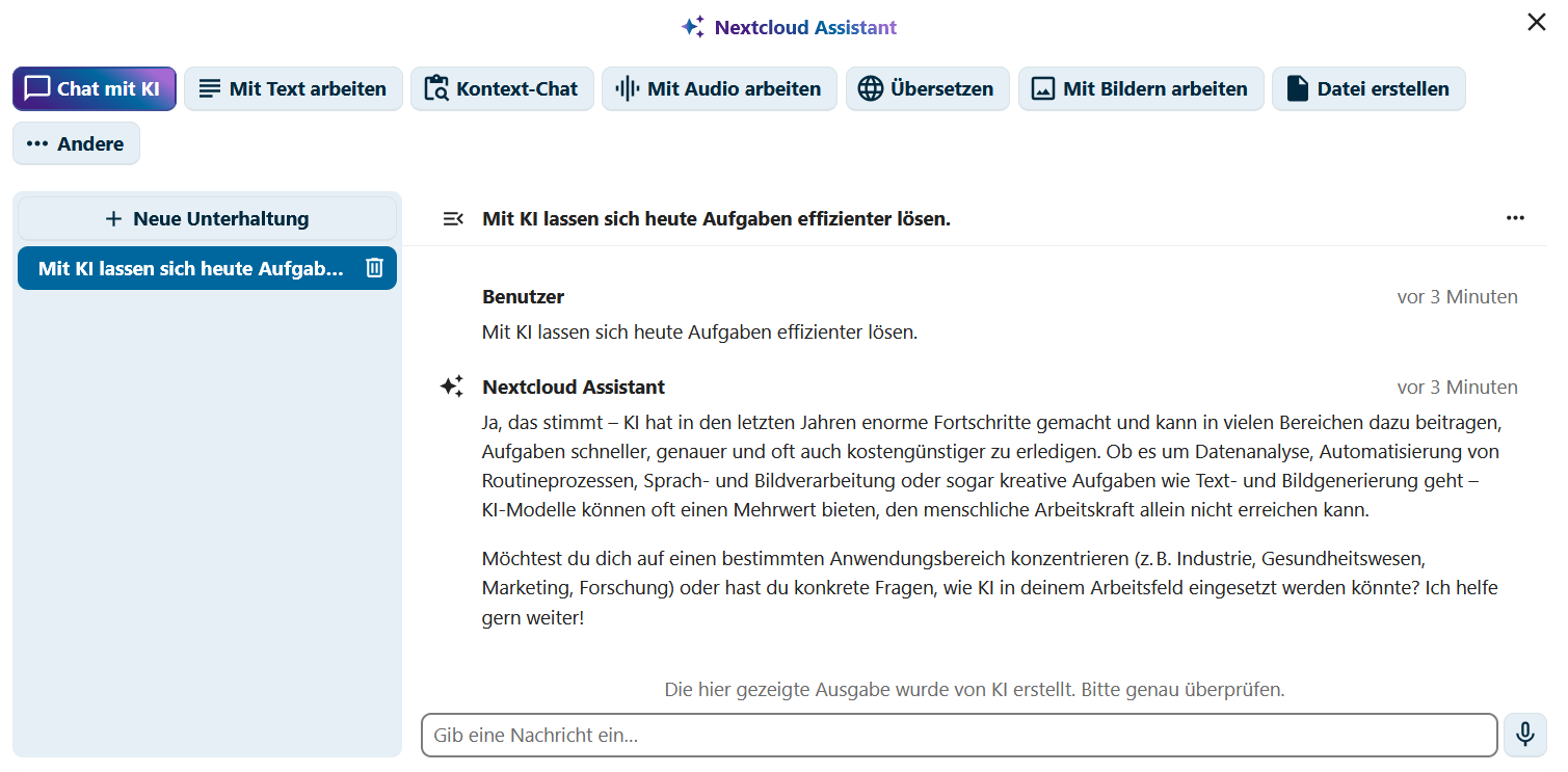 Nextcloud KI-Integration – On-Prem-KI und Transkription